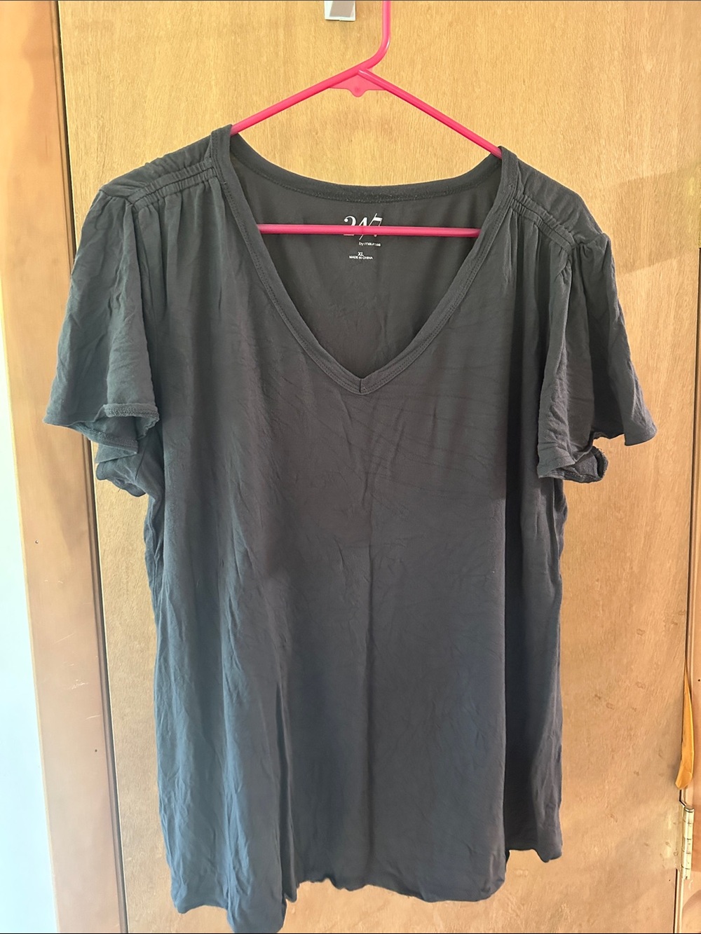 Maurice’s 24/7 Classic V-Neck Short Sleeve Top - grey